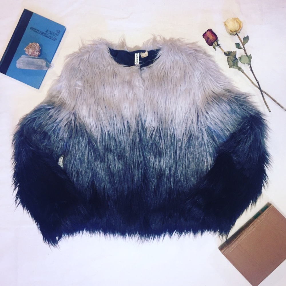 H&M ombré faux fur coat